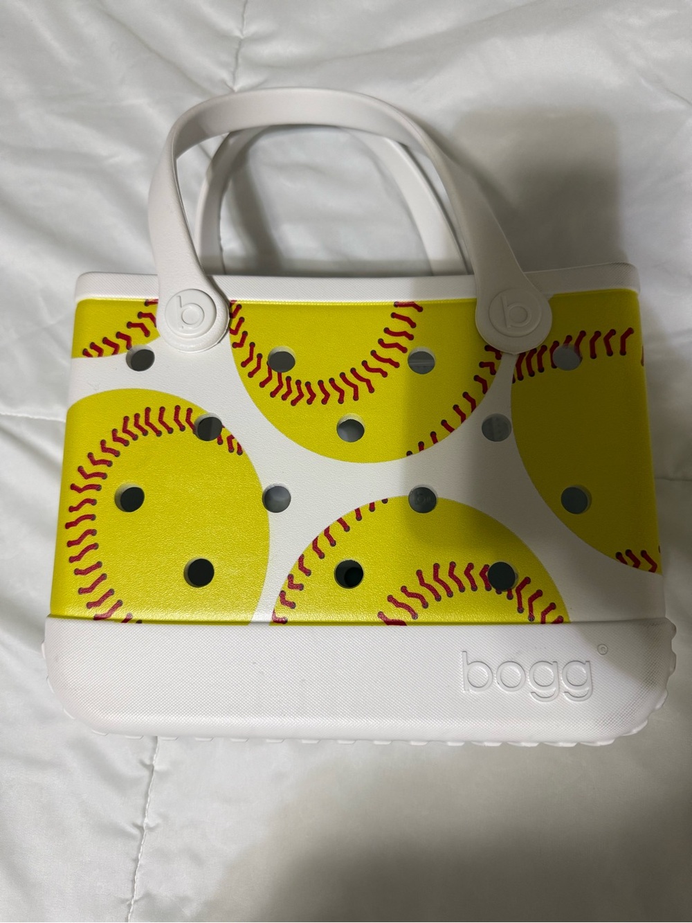 Bitty Bogg Yellow Softball Print Tote Bag